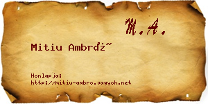Mitiu Ambró névjegykártya